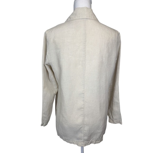 Eileen Fisher Size XS 100% Organic Linen Long Notch Collar Open Front Blazer - Picture 5 of 9